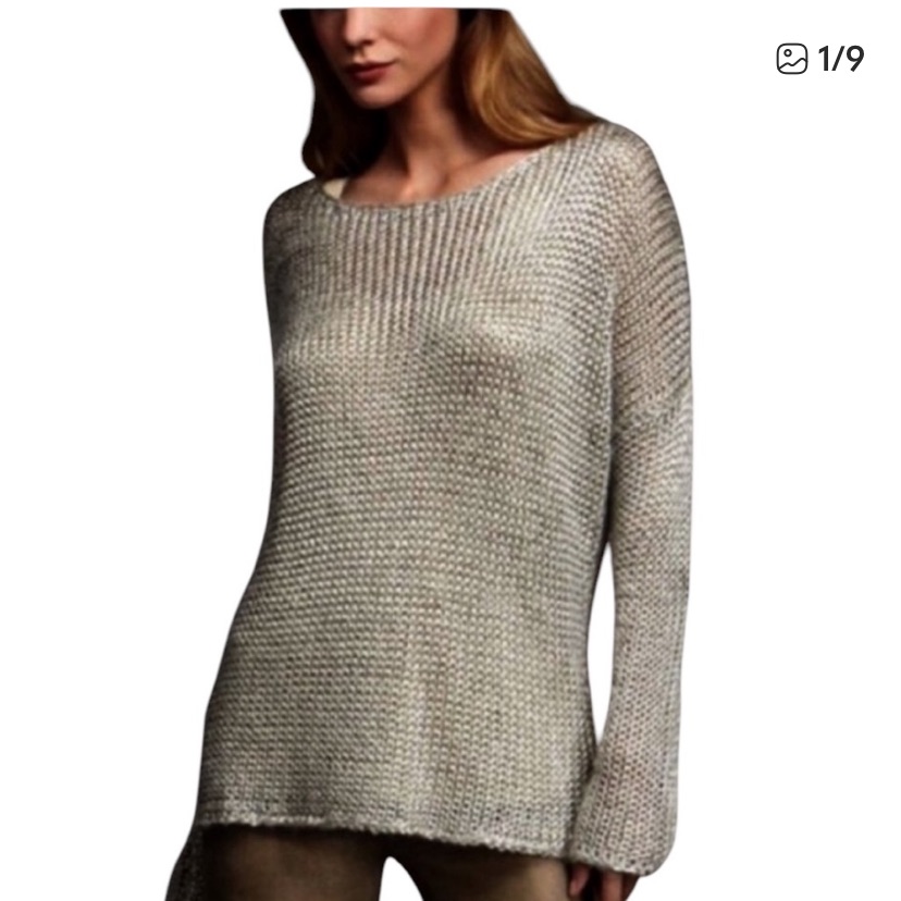 Vince Metallic Silver Mohair Wool Sweater
